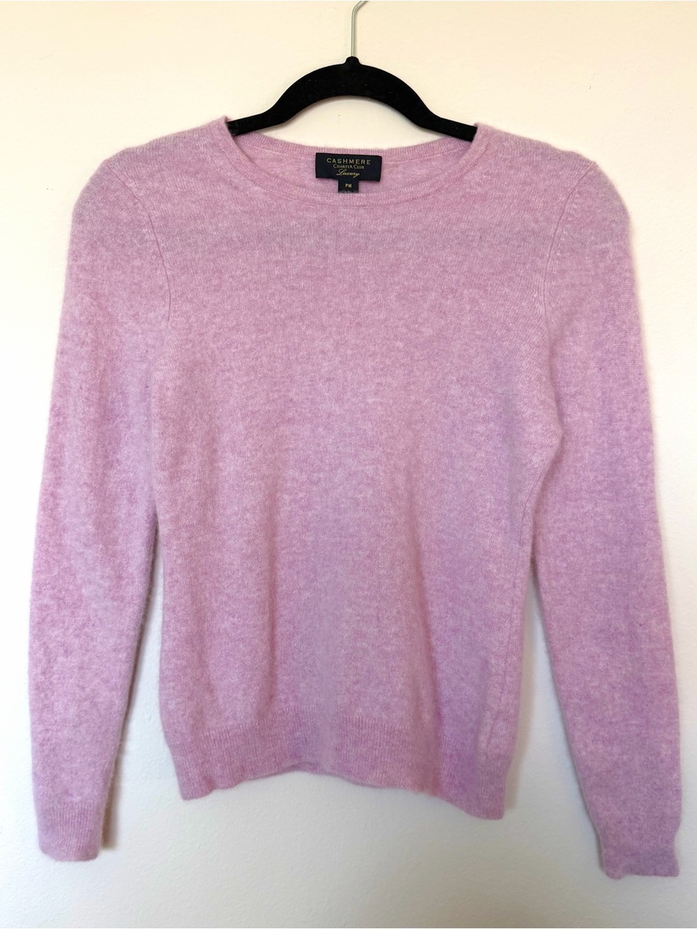 Soft Pink Cashmere Crewneck Sweater. Vintage Charter Club Size Small